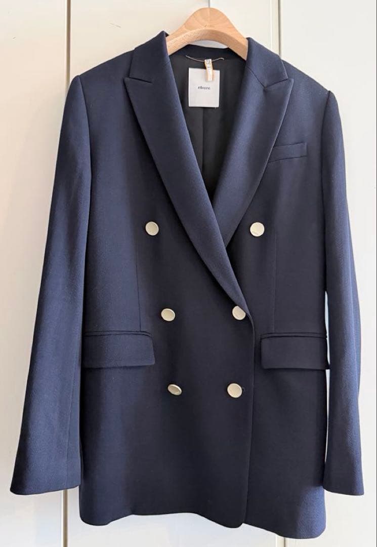 【ebure】エブール　ダブルジャケット　38サイズ　ネイビー