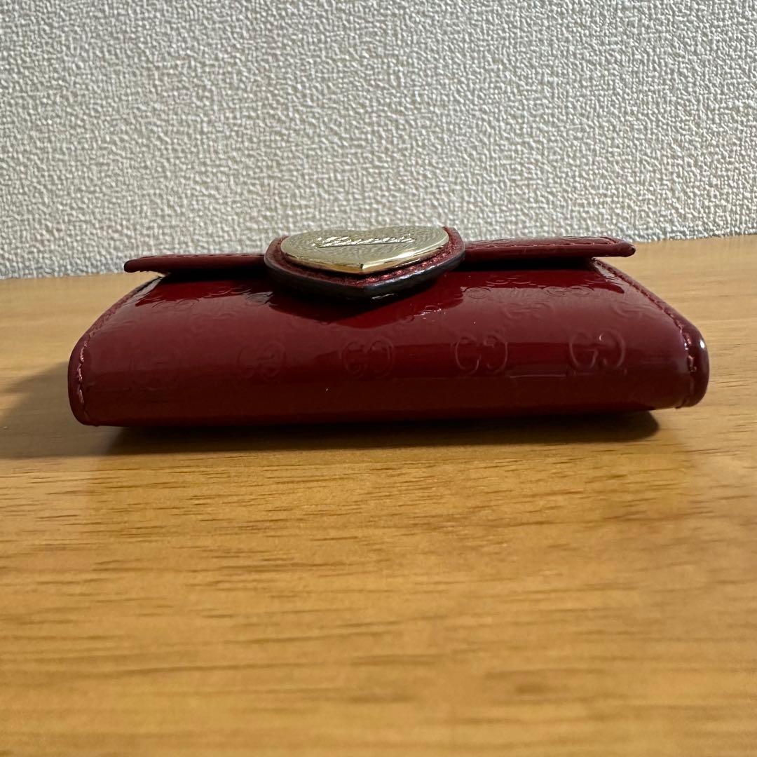 GUCCI グッチ 6連キーケース　エナメル 赤 ハートプレート