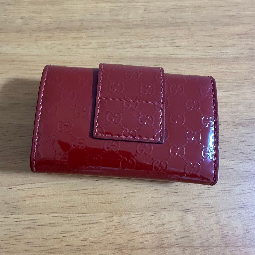 GUCCI グッチ 6連キーケース　エナメル 赤 ハートプレート