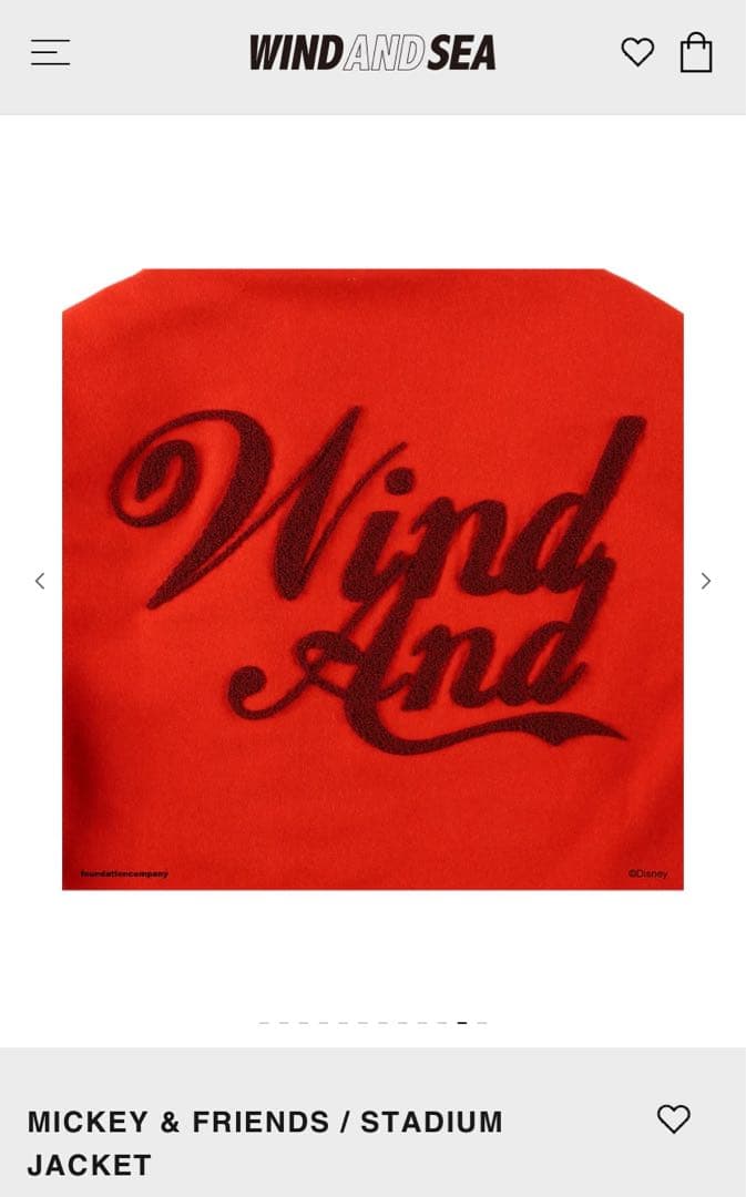 最終値下げWIND AND SEA ディズニーナンバリング スタジアムジャケット