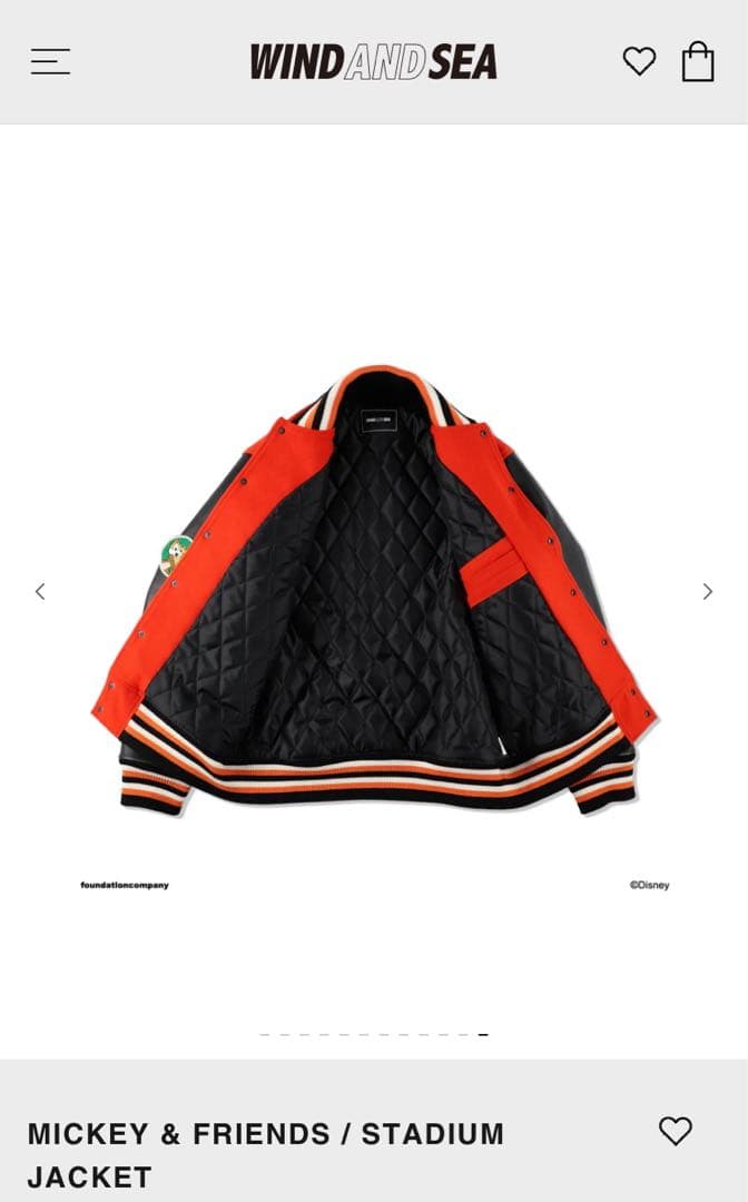 最終値下げWIND AND SEA ディズニーナンバリング スタジアムジャケット