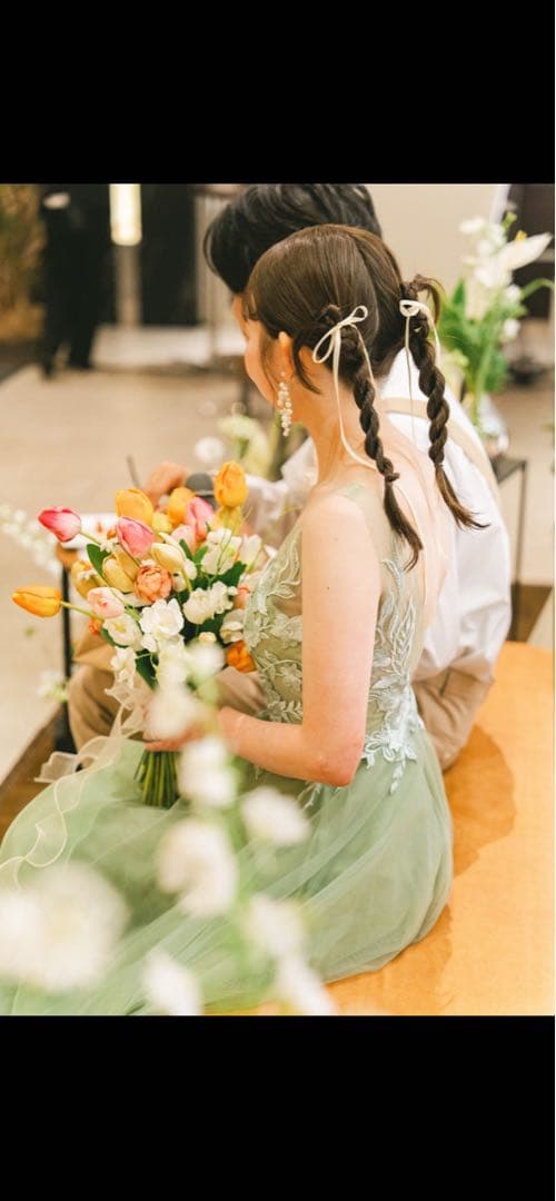 m*i様 ビーズ刺繍 緑のチュールドレス　アーバンブランシェ