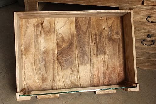 前面ガラスの引き出し3段×小引き出し2段　食器棚　シャツケース　タンス　古家具