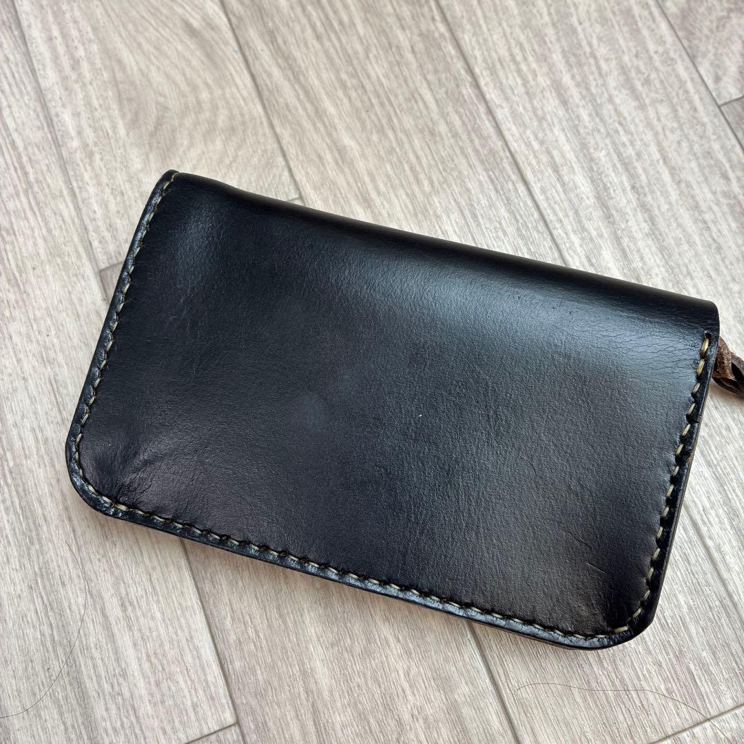 【茶芯ブラック】　クロムエクセル　ミドルトラッカーウォレット　真鍮