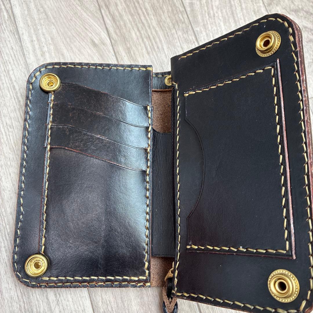 【茶芯ブラック】　クロムエクセル　ミドルトラッカーウォレット　真鍮