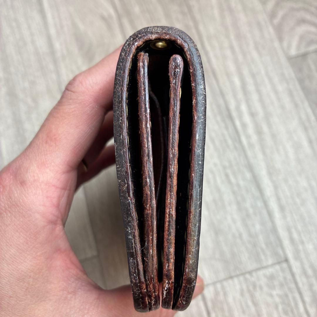 【茶芯ブラック】　クロムエクセル　ミドルトラッカーウォレット　真鍮