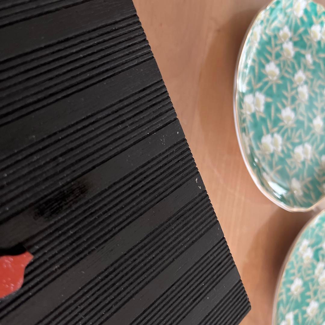 有田焼 明国窯　金彩 花文様 輪花　古伊万里　中皿 銘々皿 大皿　5枚