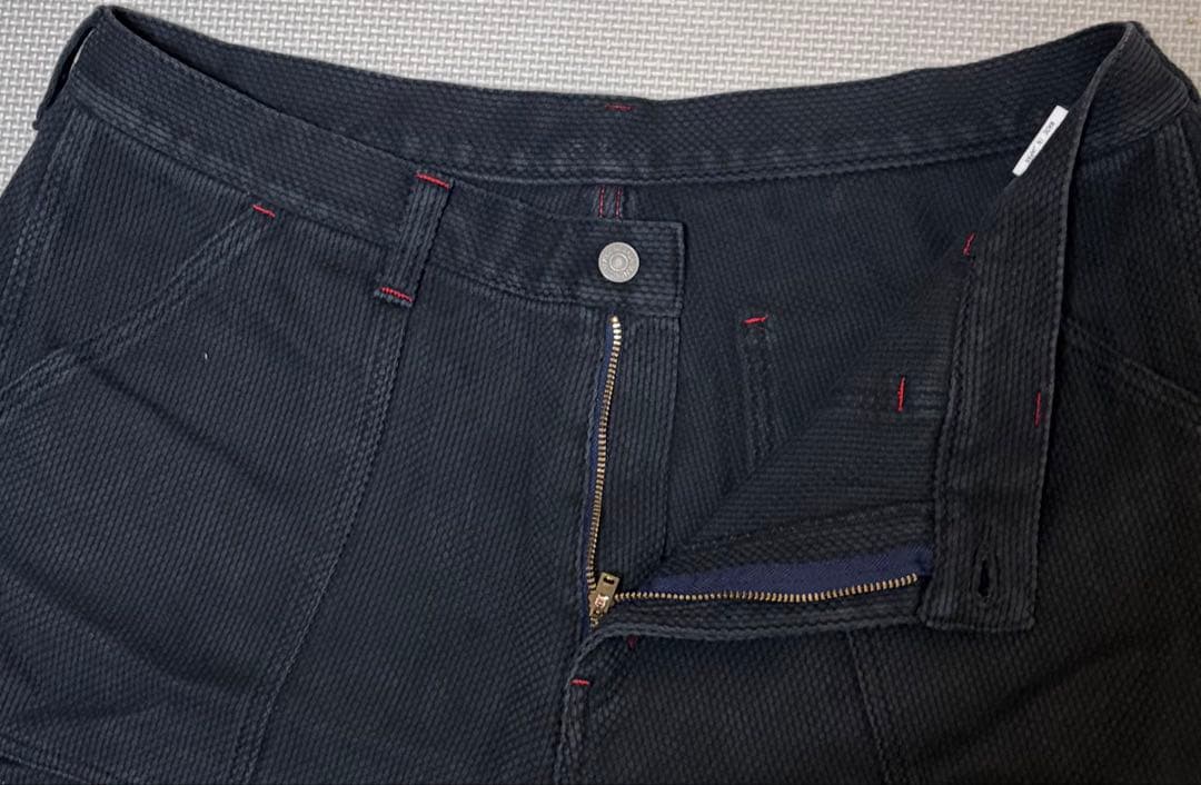 【masato】児島ジーンズ 刺し子 ハーフパンツ 40インチ ブラック