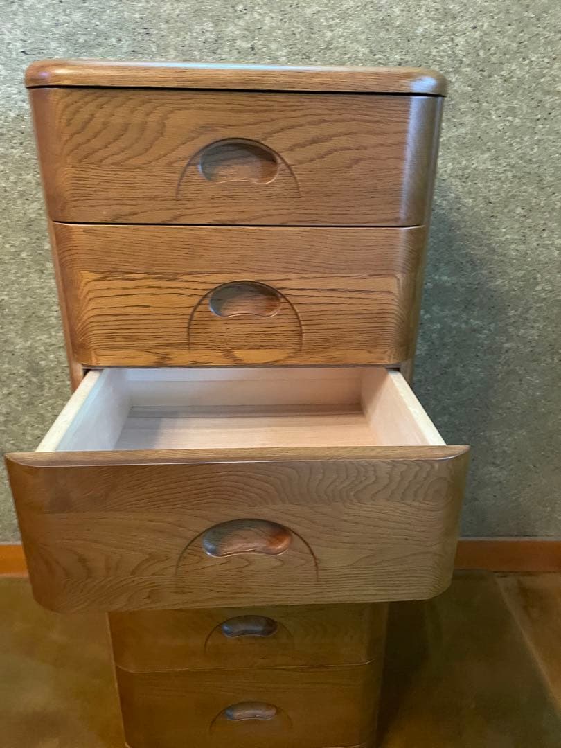 光製作所 チェスト6段 ナラ無垢材 昭和レトロ ヴィンテージ 家具