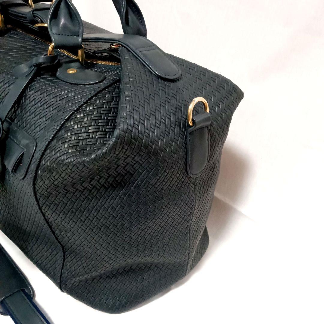 廃盤希少美品 フラソリティ 日本製 ボストンバッグ ショルダースト付き 紺色本革