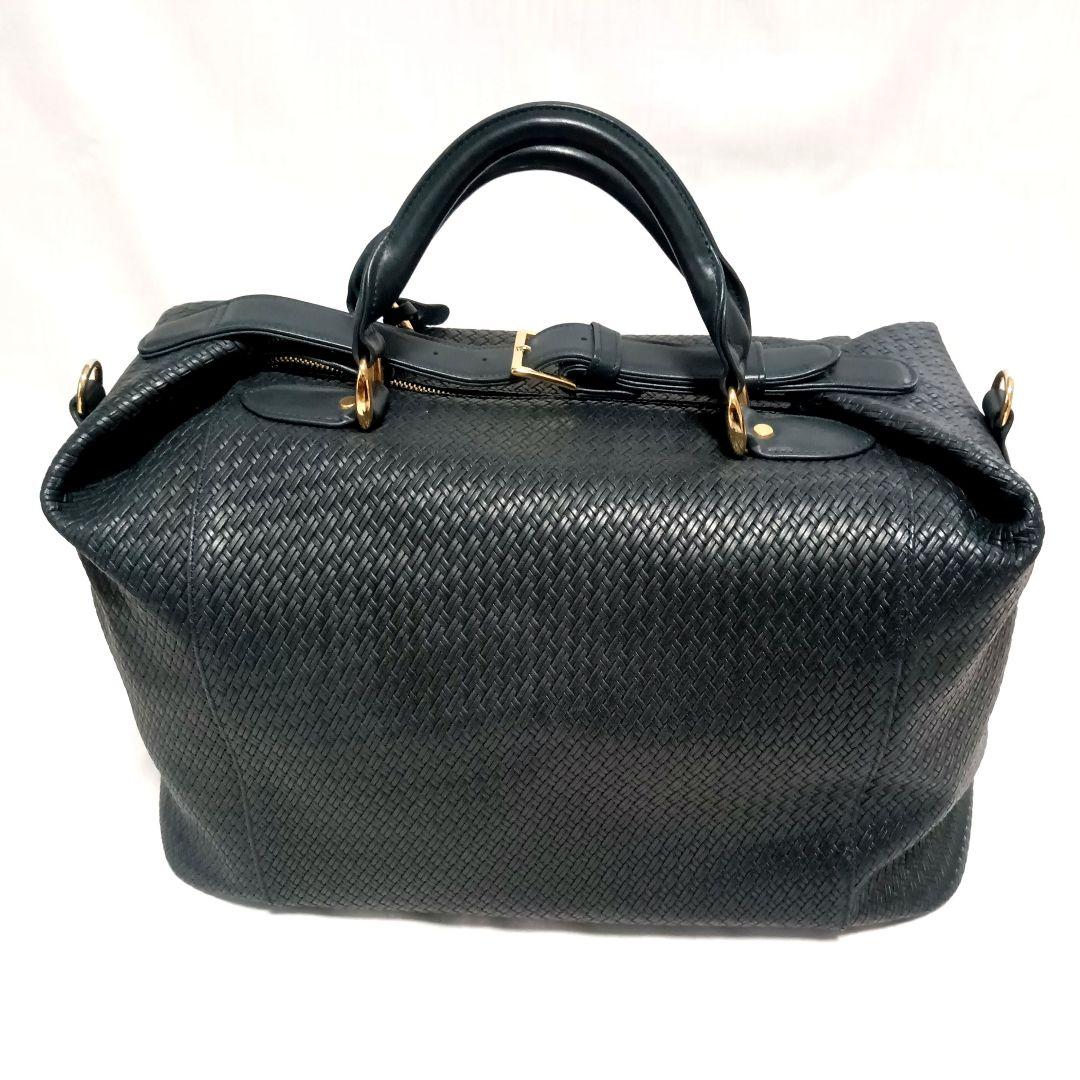 廃盤希少美品 フラソリティ 日本製 ボストンバッグ ショルダースト付き 紺色本革