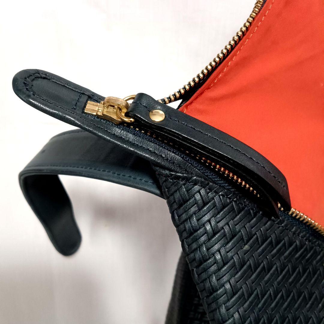 廃盤希少美品 フラソリティ 日本製 ボストンバッグ ショルダースト付き 紺色本革