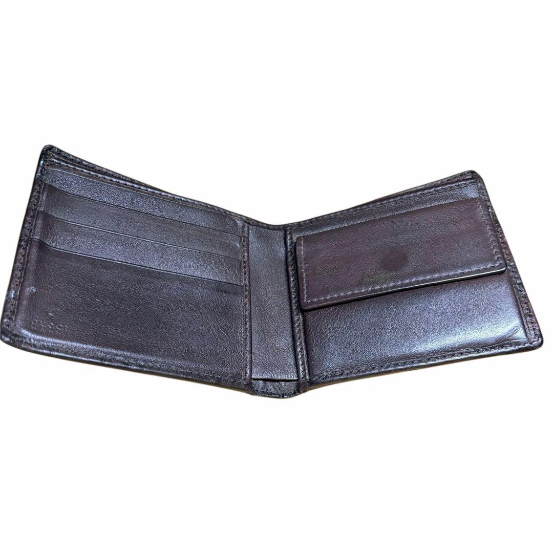 GUCCI グッチ 二つ折り財布 シマ インターロッキング GG ロゴプレート