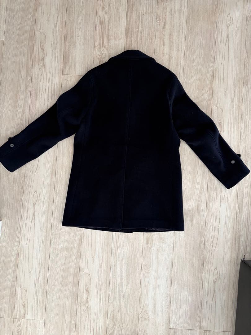 SHIPS ダブルフェイスカーコート　ダークネイビー メリノウールピーコート　L