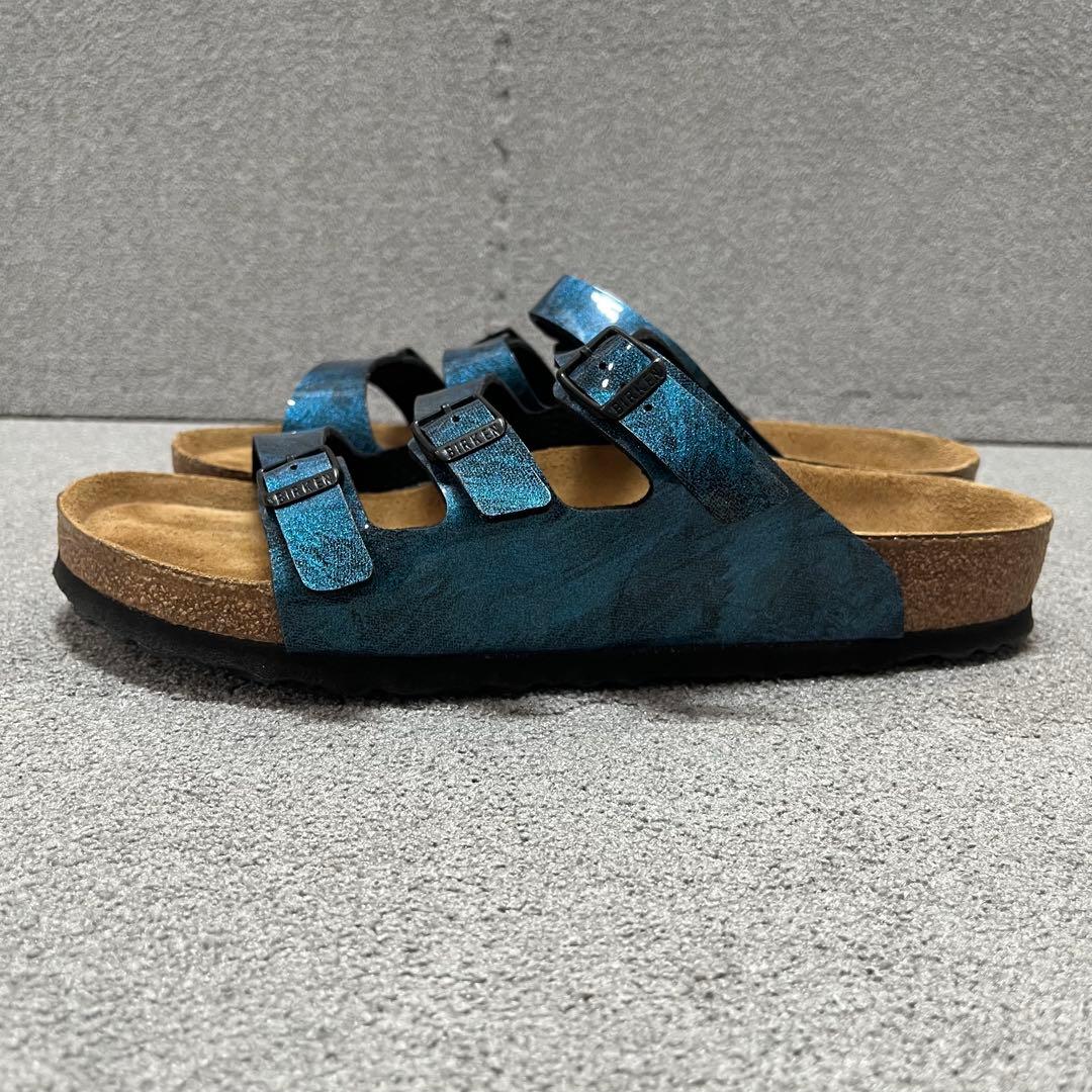 メタリック調ブルー/3バックル/ドイツ製 43 BIRKENSTOCK