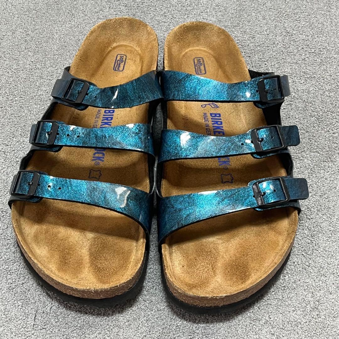 メタリック調ブルー/3バックル/ドイツ製 43 BIRKENSTOCK