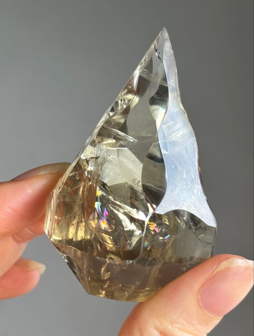 高品質　シトリン　フレイム　ダイヤモンド　虹　スモーキー