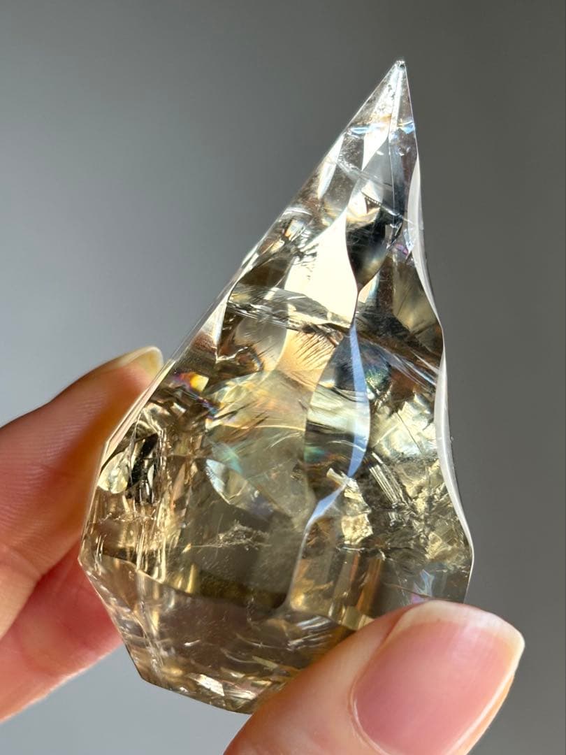 高品質　シトリン　フレイム　ダイヤモンド　虹　スモーキー