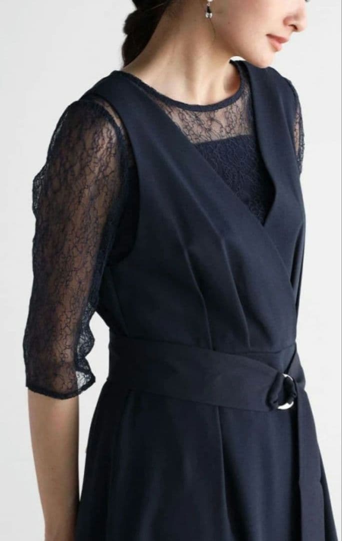 新品　Rire Fete リルフェテ　レースレイヤードパンツドレス　ヤマダヤ