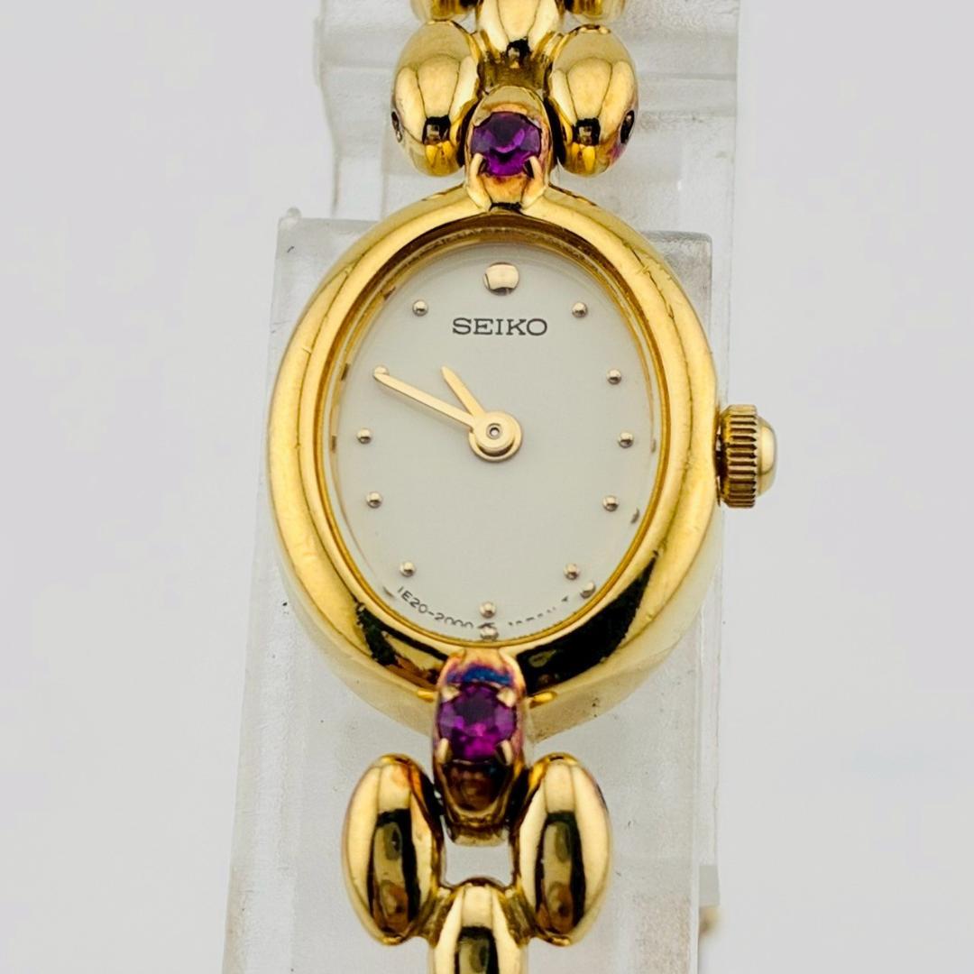 【電池交換済】SEIKO　レディース腕時計　2pカラーストーン　ゴールド