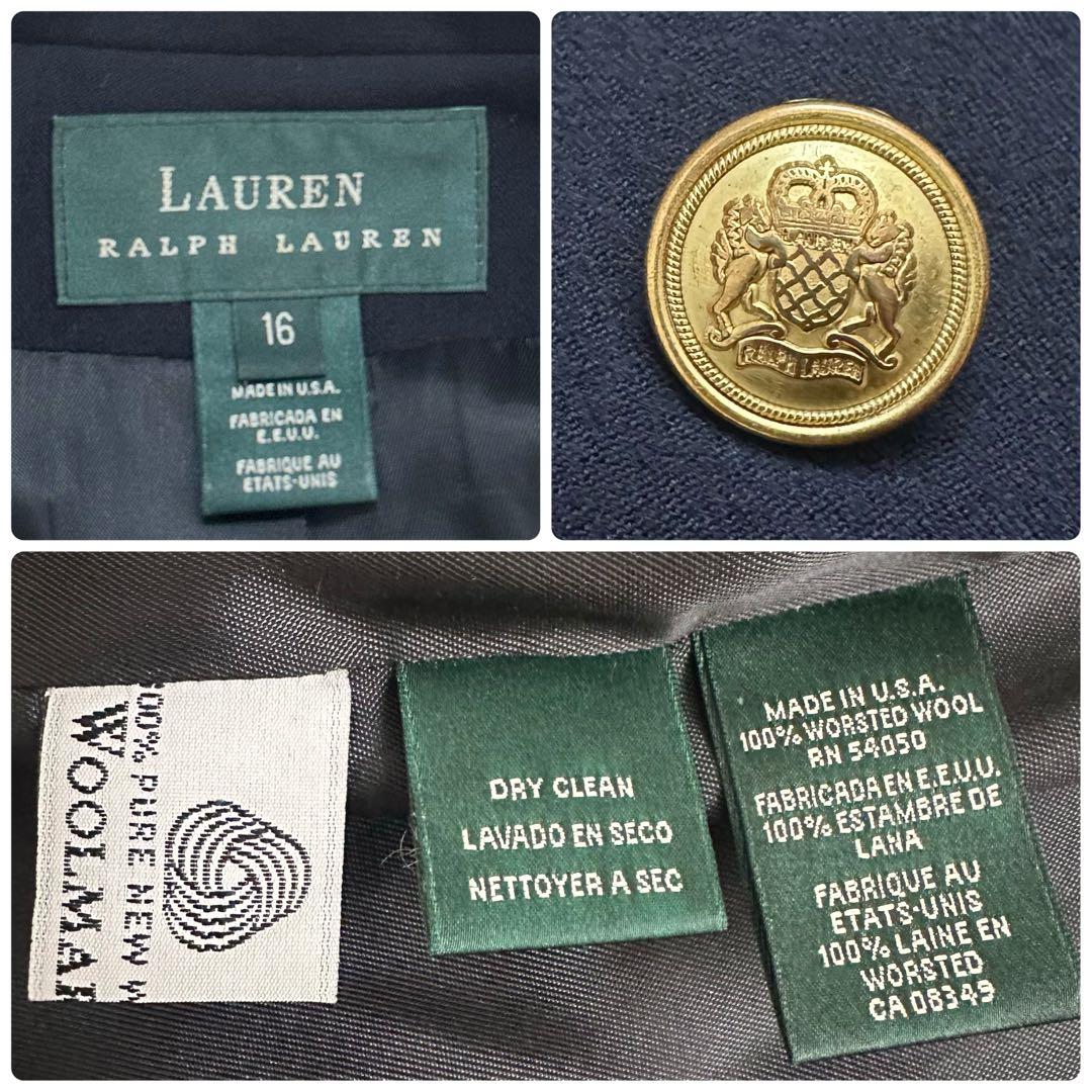ローレンラルフローレン　大きいサイズ　紺ブレ　金ボタン　エンブレム　USA製