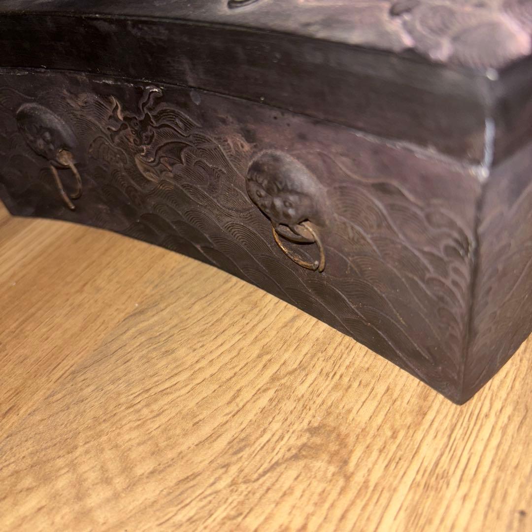 b*h様 希少品　雪浪金星　硯　彫刻入り　大型硯箱 書道用　中国骨董品