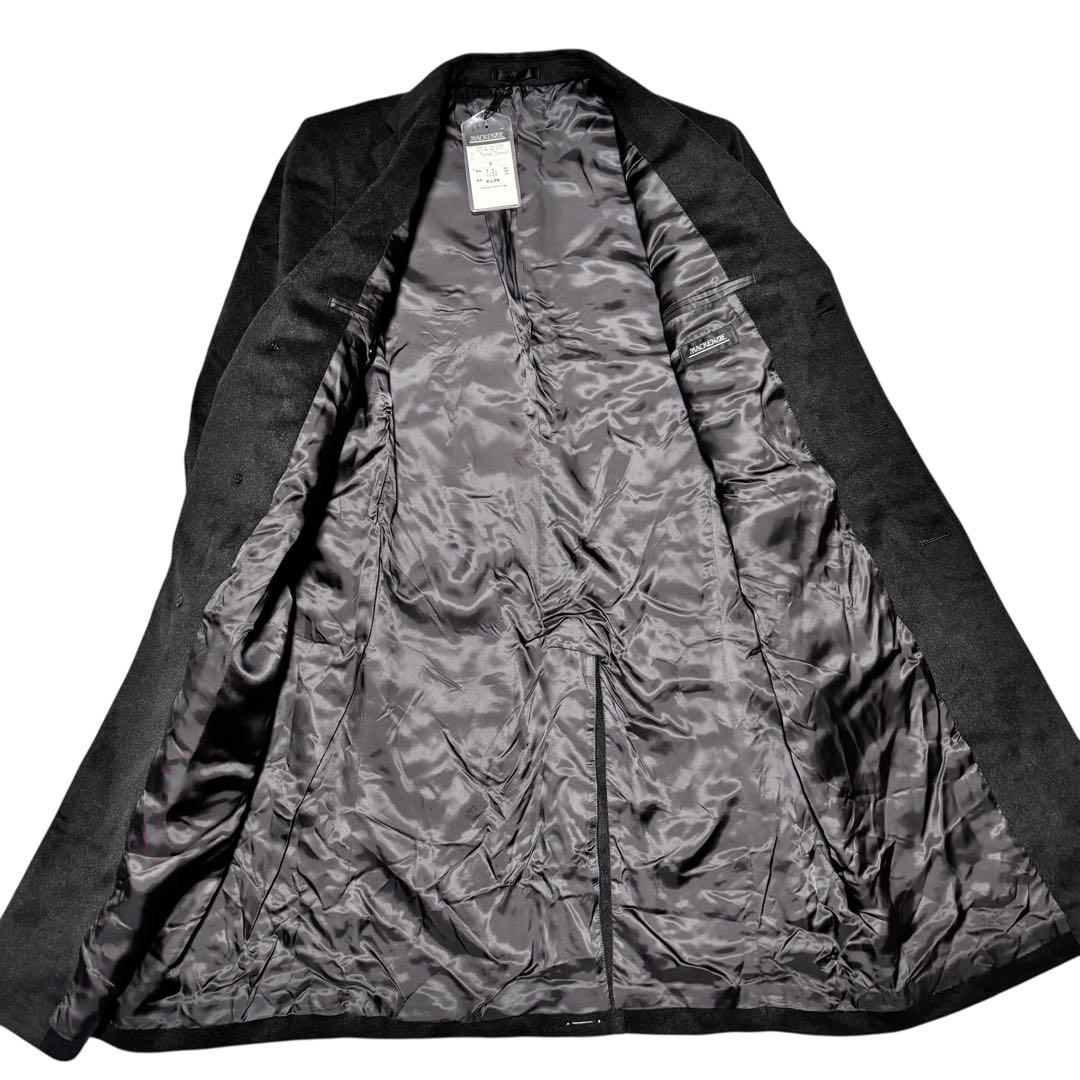【新品未使用タグ付き×カシミヤ30%】マキシ丈比翼チェスターコート 日本製 黒S