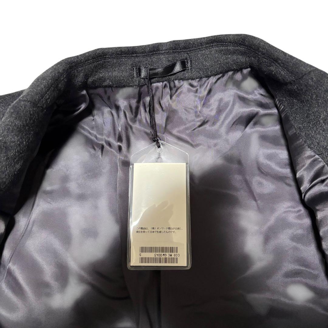 【新品未使用タグ付き×カシミヤ30%】マキシ丈比翼チェスターコート 日本製 黒S