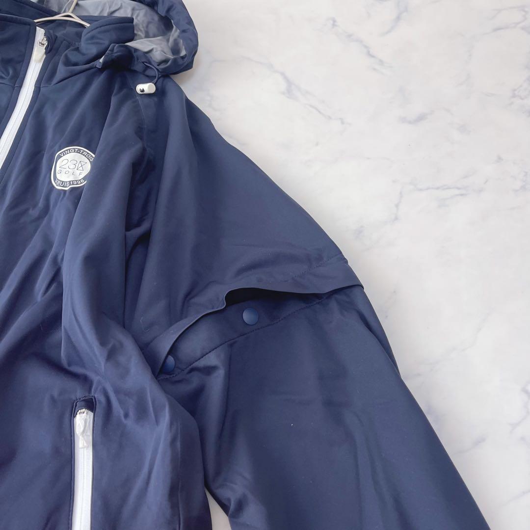 【未使用級】23区ゴルフ レインウェア セットアップ 上下 ネイビー M〜L
