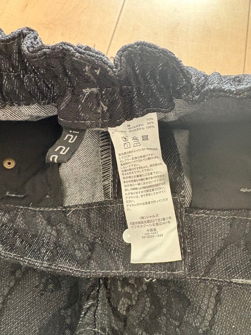 ScoLar（スカラー） 花柄レースデニムパンツ （ブラック）