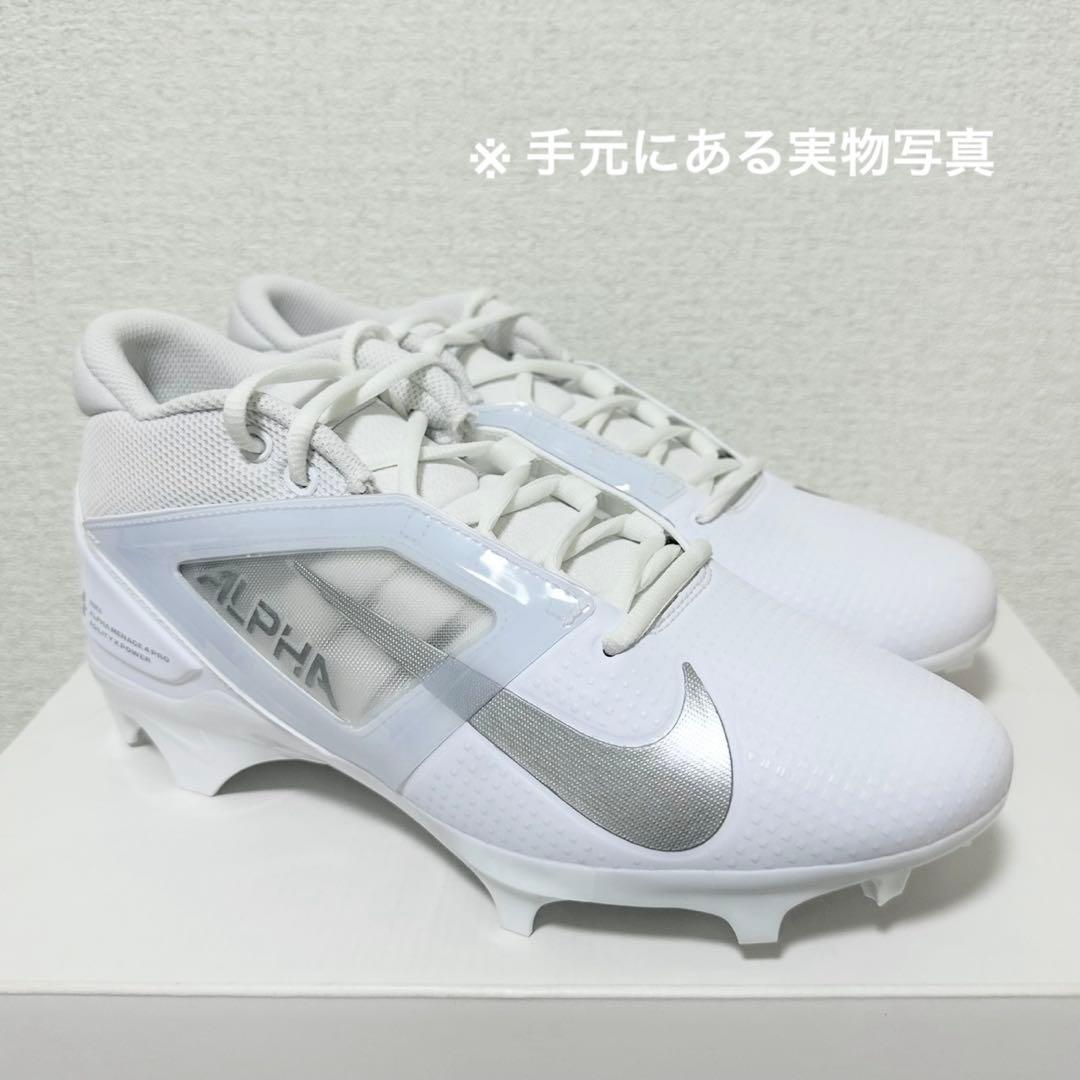 ナイキ 25.5 アルファメナス プロ アメフト スパイク シューズ 靴 白 g