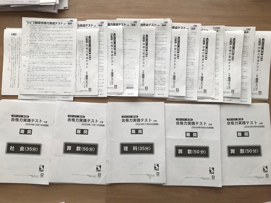 日能研学習力育成テスト、合格力実践テスト、難関校トライアル他6年2024
