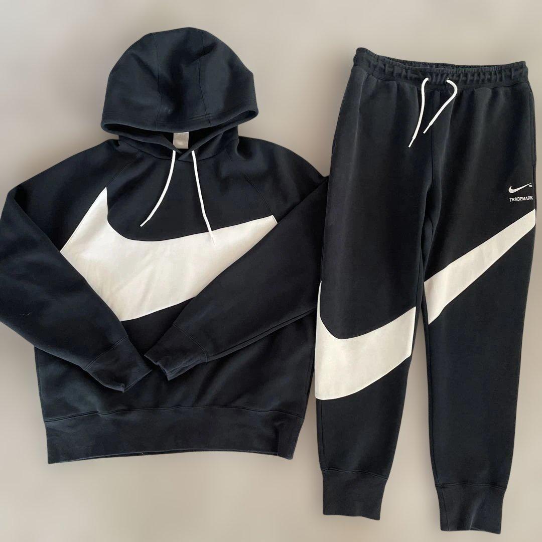Nike ジャージ上下セット スウッシュ テック フリース　黒/白