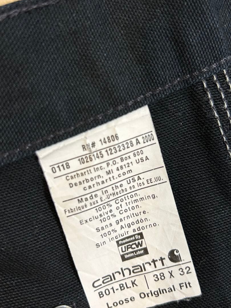 Carhartt/カーハート★USA製/黒/ブラックダブルニー/W38/L32