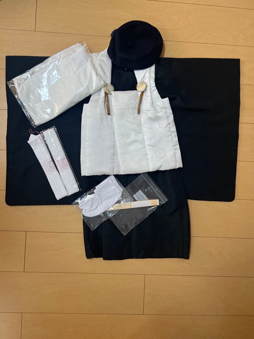 七五三 3歳 男の子 被布着物セット ベレー帽付き 753