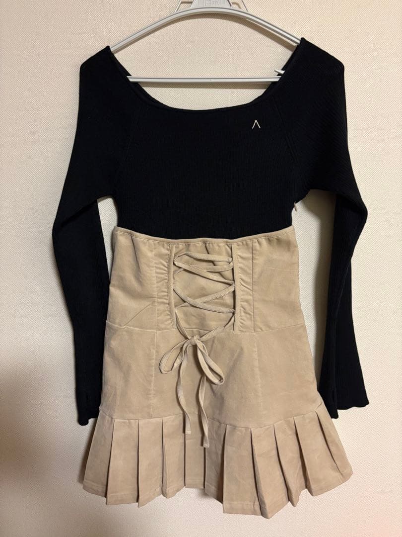 ワンピース ANDMARY High waist velour mini dress