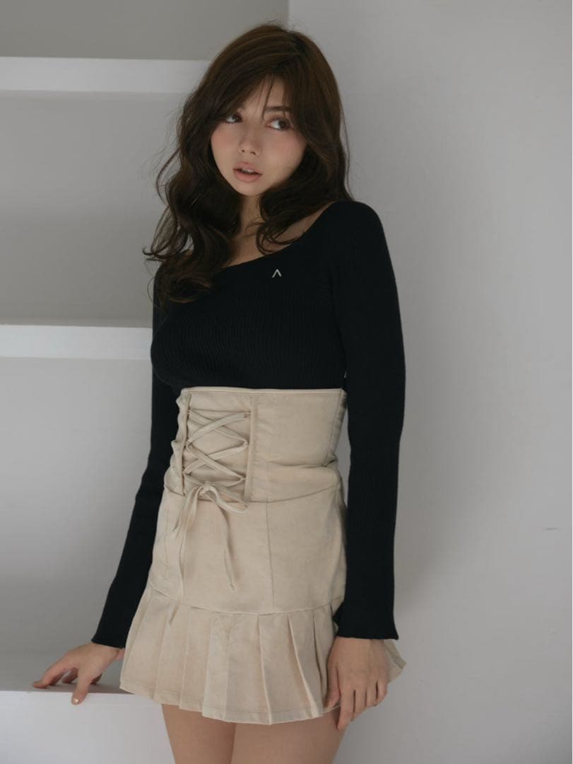 ワンピース ANDMARY High waist velour mini dress