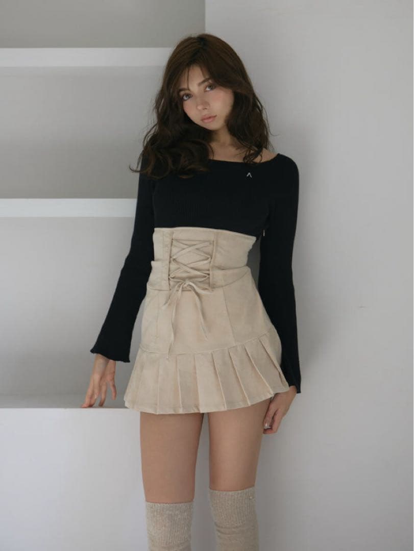 ワンピース ANDMARY High waist velour mini dress