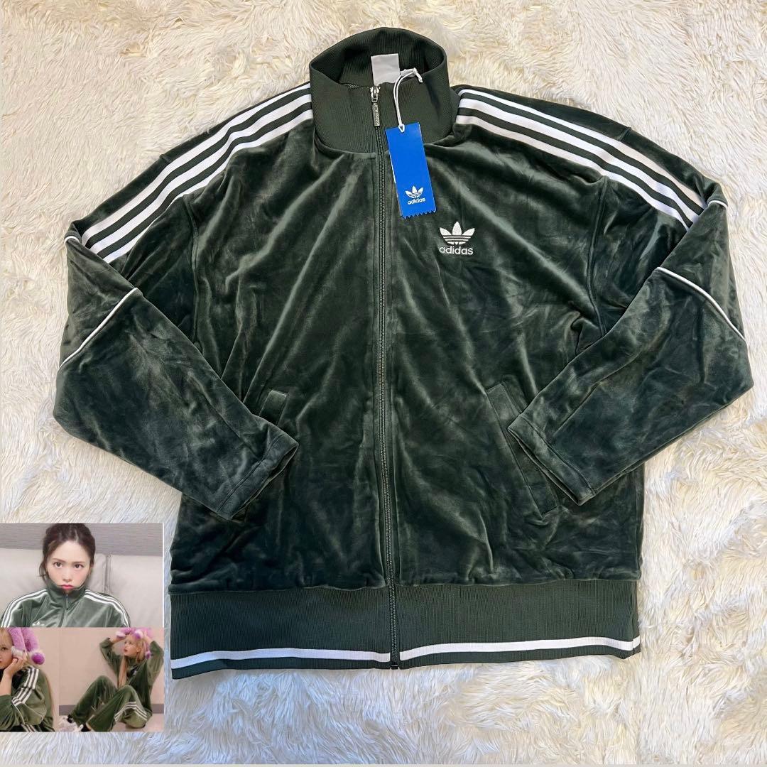 アディダス blackpinkリサ着用 トラックジャケット ベロア グリーン
