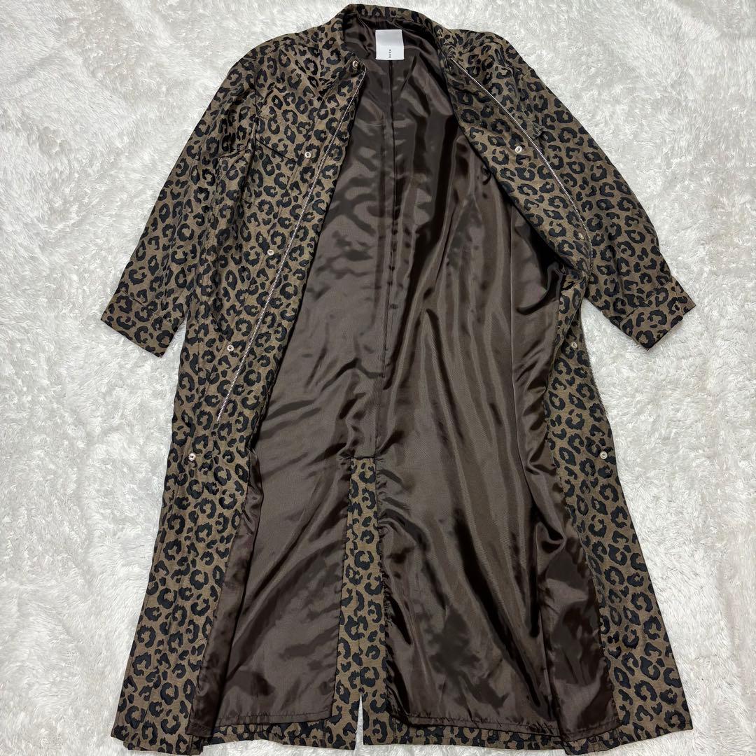 たかお　MECRE レオパード ジャガード ステンカラー コート ロング