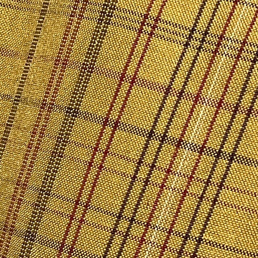 ［4376］黄八丈 紬 美品 未使用 格子縞 しつけ付 逸品 正絹 着物 袷