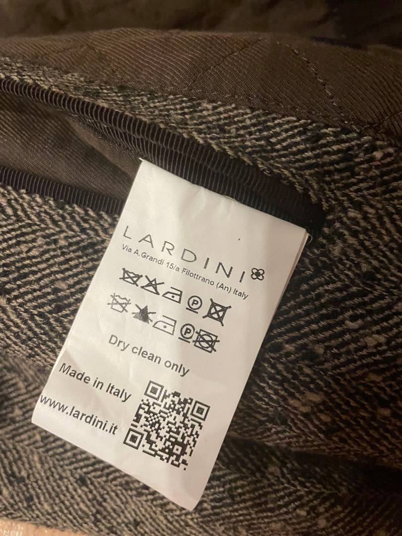 LARDINI ヘリンボーン ウールコート 50 ベルト付