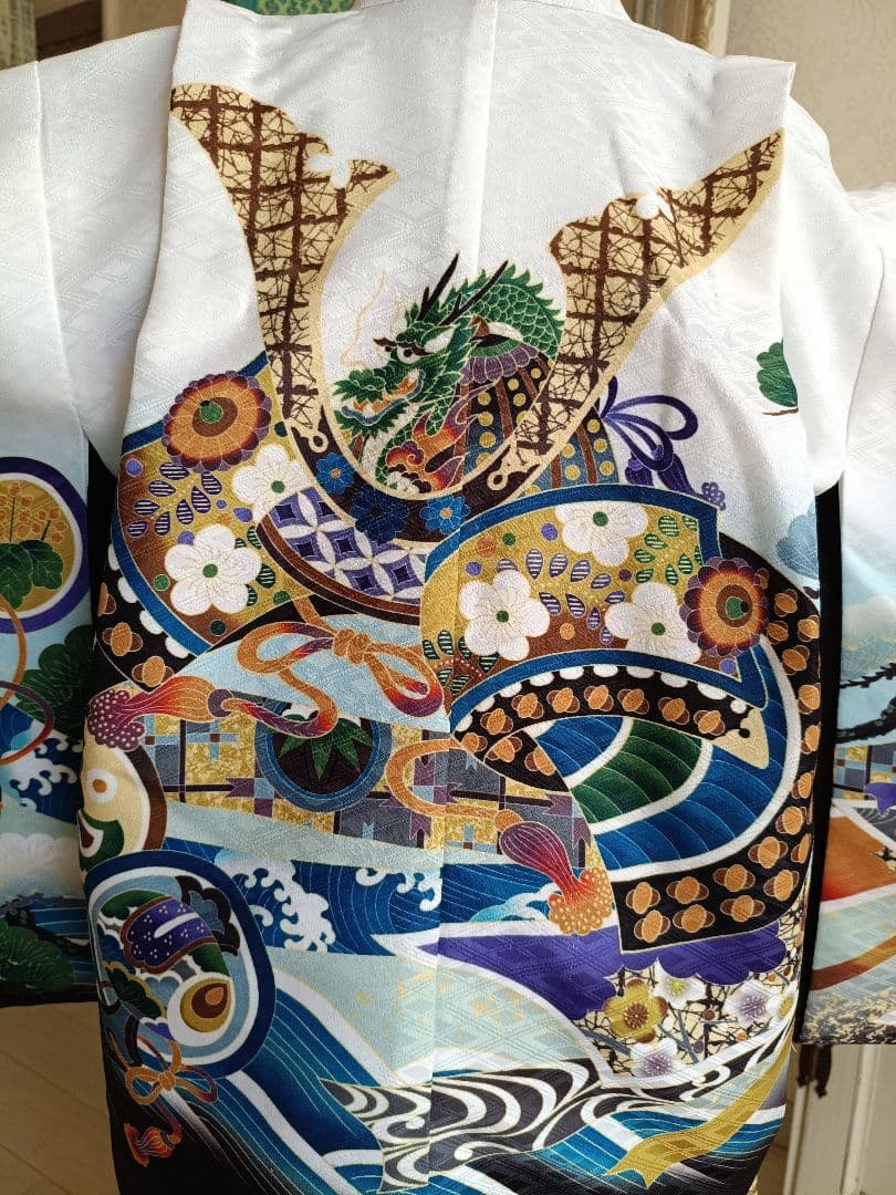 白地に鷹☆５歳男の子七五三着物☆