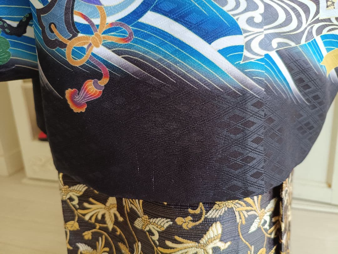 白地に鷹☆５歳男の子七五三着物☆