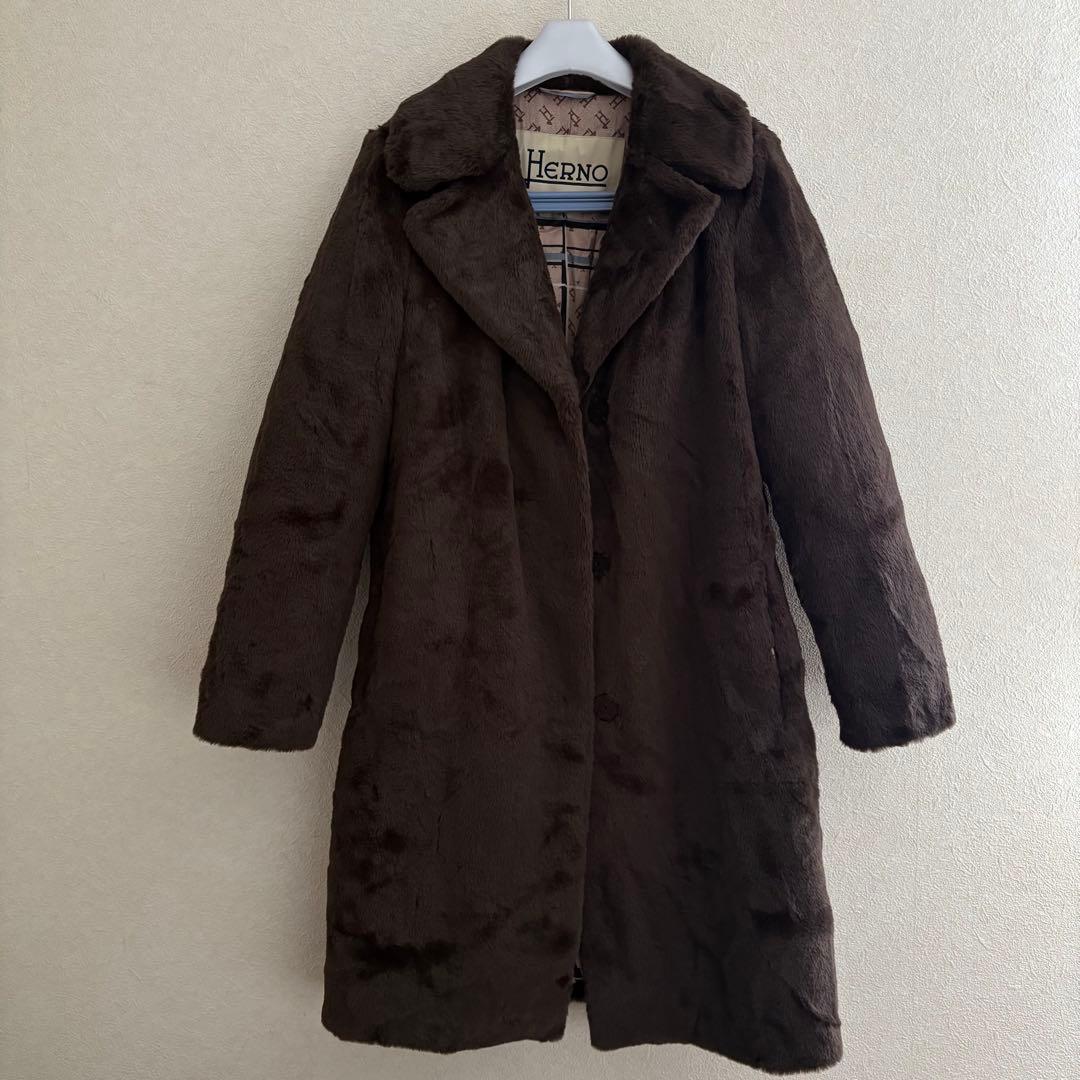 ヘルノ　ファー　エコファー　ボア　コート　ダウン　レディース　テディベア