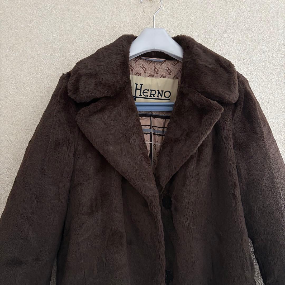 ヘルノ　ファー　エコファー　ボア　コート　ダウン　レディース　テディベア