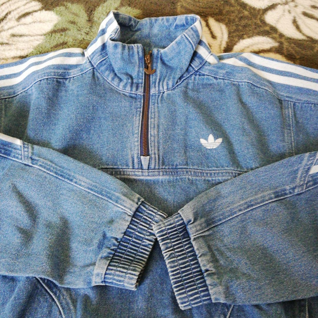 adidas デニムハーフジップ