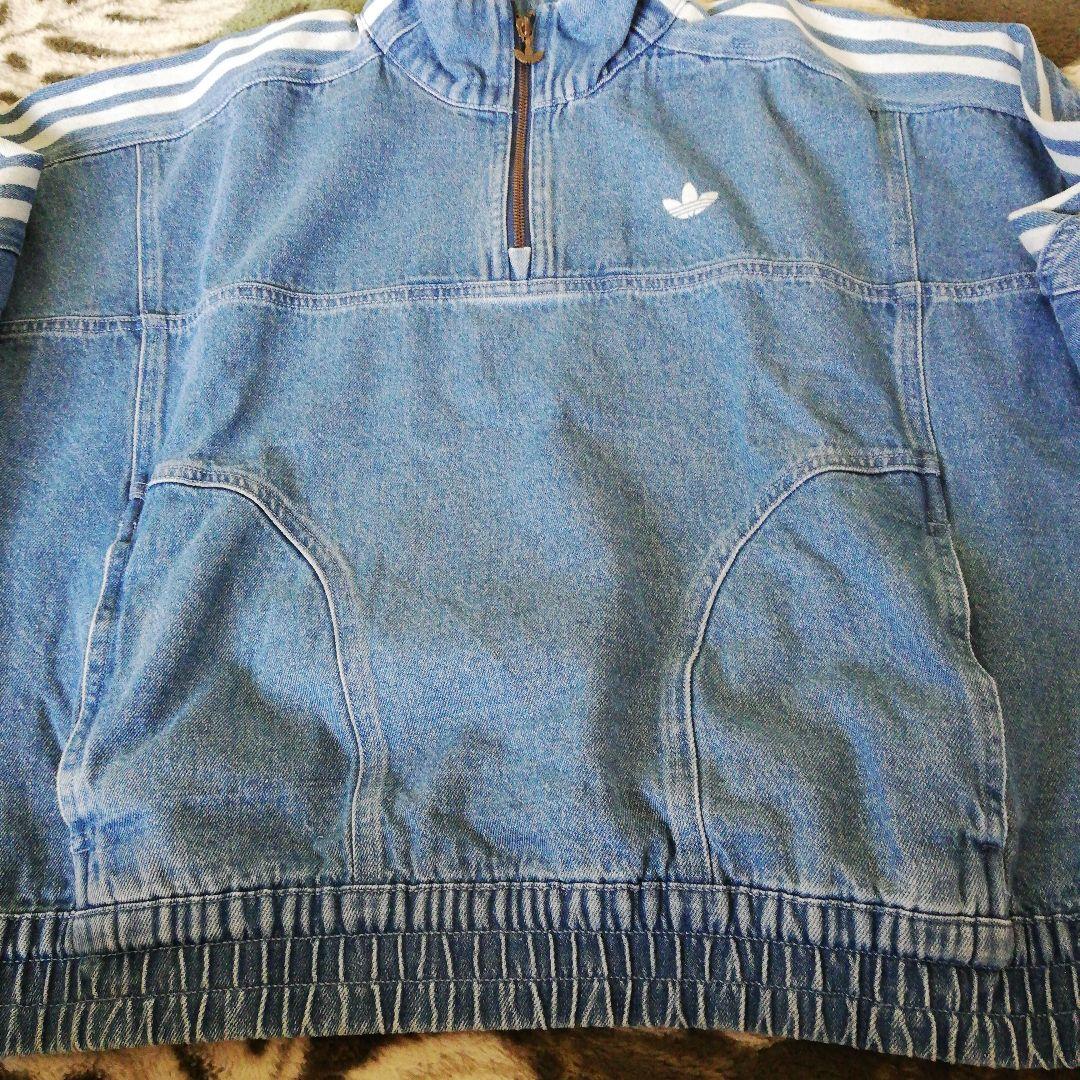 adidas デニムハーフジップ
