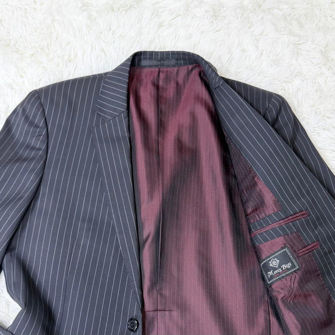 【高級/伊製生地】メンズビギ セットアップ スーツ SUPER 110'S 紺