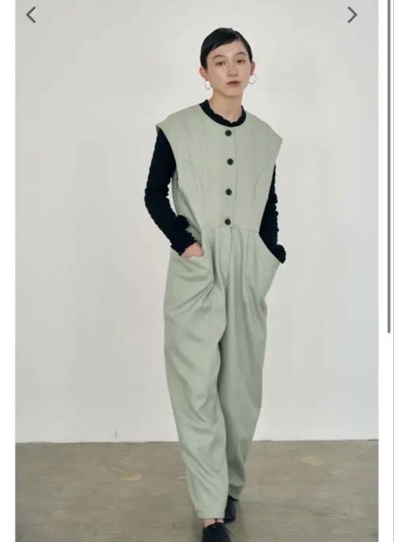 (ねずこ)meer. ビッグポケットロンパース（オリーブ）